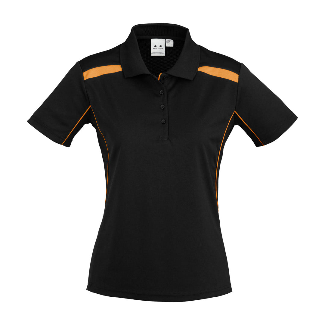 House of Uniforms The United Polo | Ladies | Plus | Short Sleeve Biz Collection Black/Orange