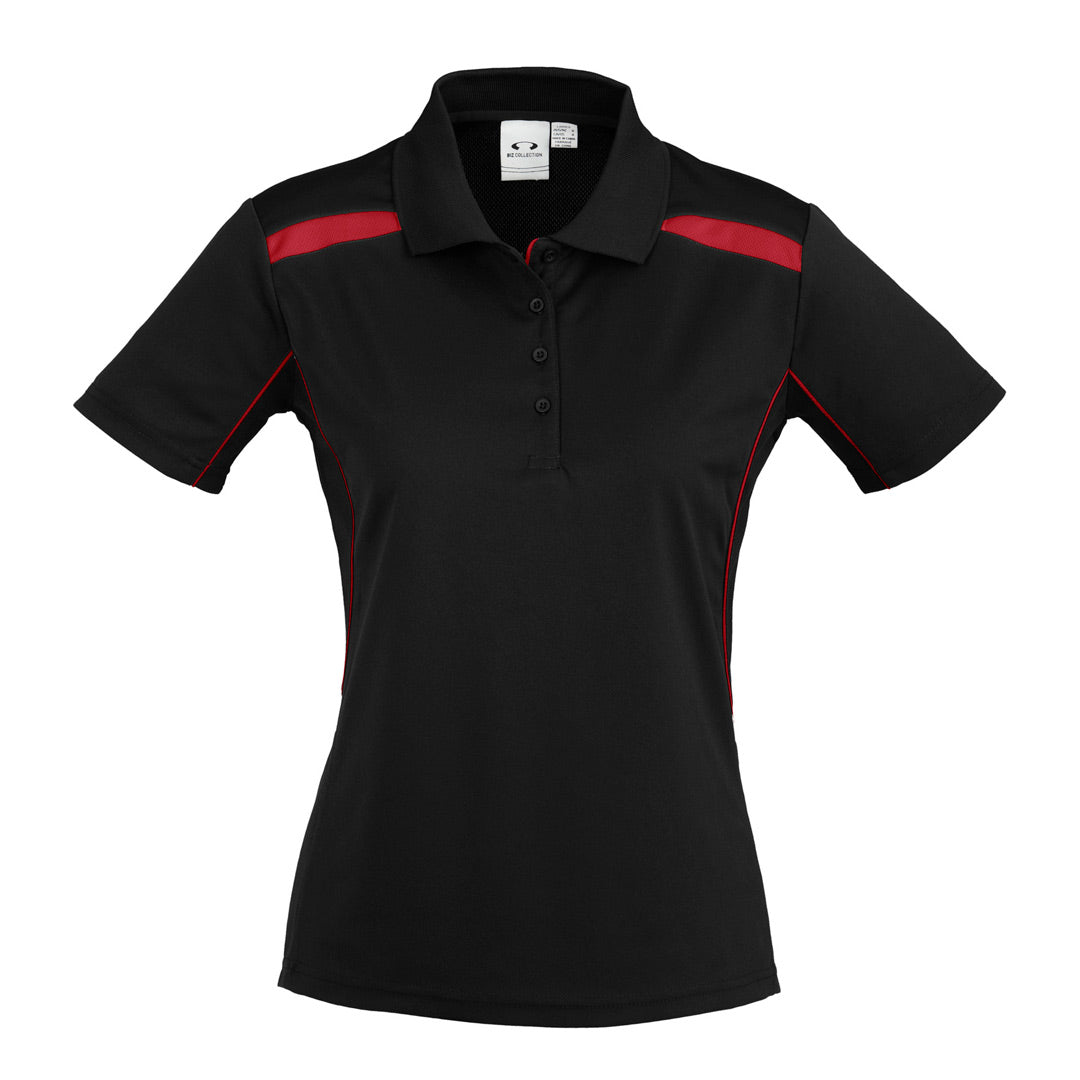 House of Uniforms The United Polo | Ladies | Plus | Short Sleeve Biz Collection Black/Red