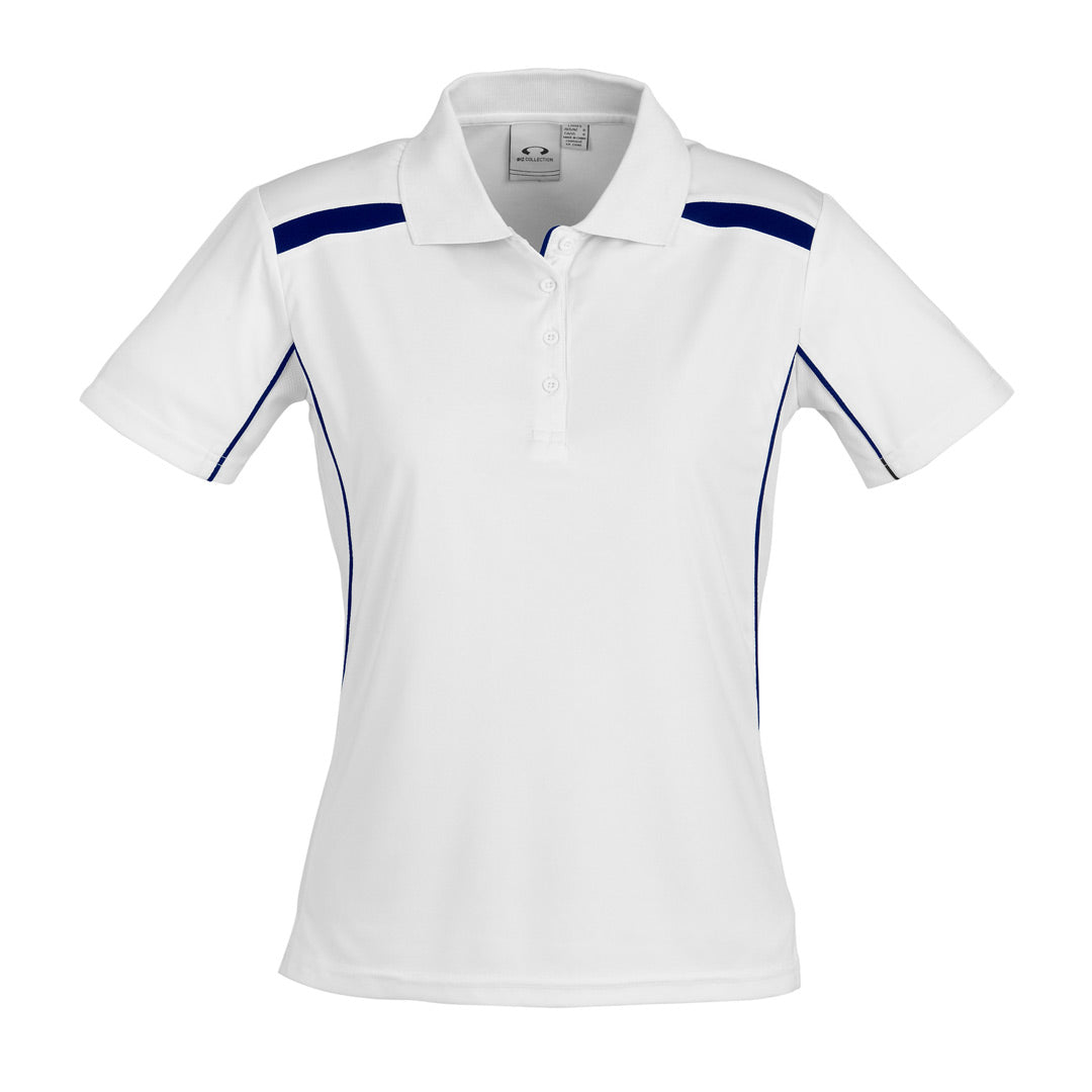 House of Uniforms The United Polo | Ladies | Short Sleeve Biz Collection White/Navy