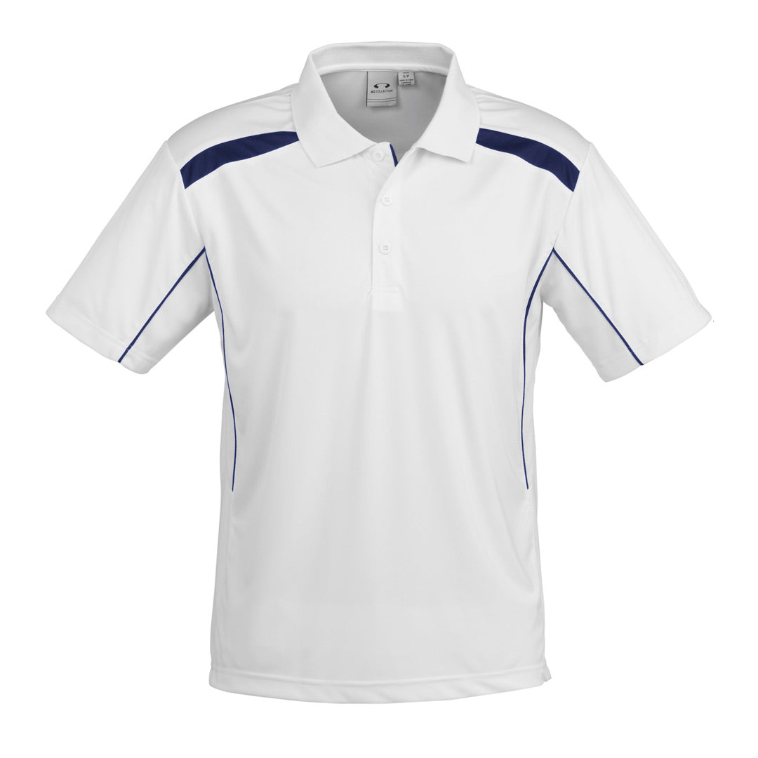 House of Uniforms The United Polo | Mens | Short Sleeve Biz Collection White/Navy