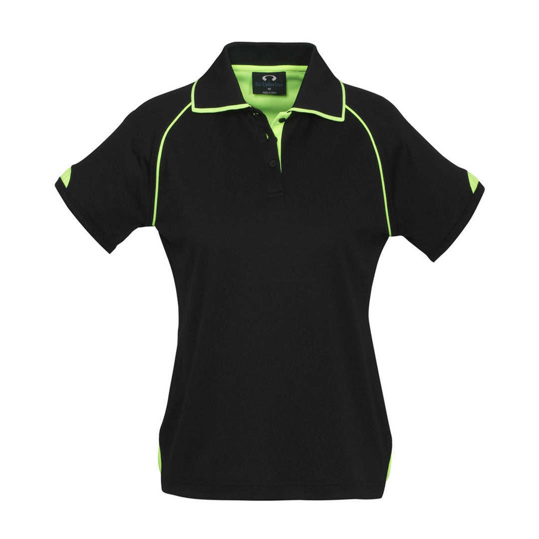 House of Uniforms The Fusion Polo | Ladies | Short Sleeve Biz Collection Black/Lime