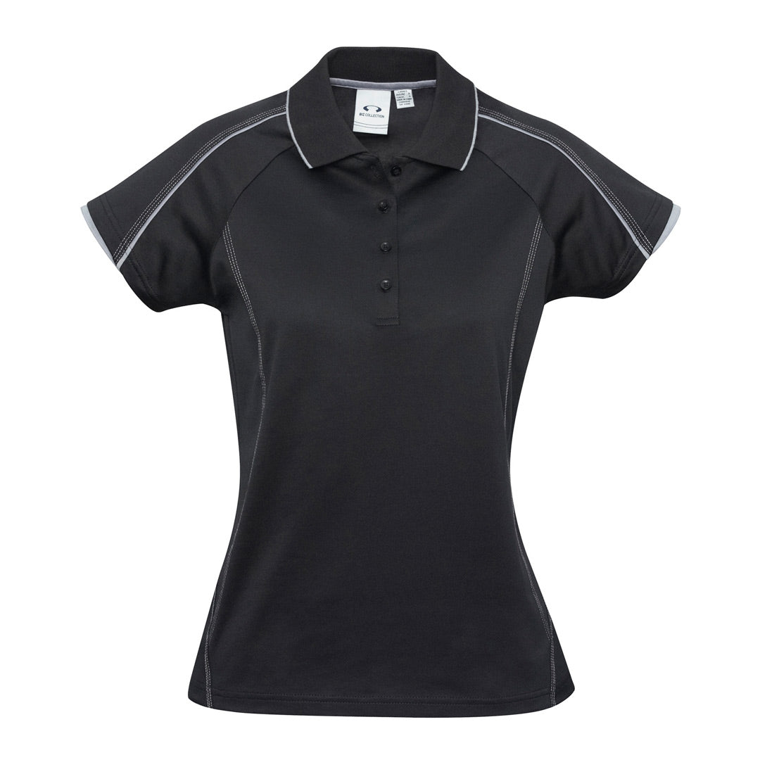 House of Uniforms The Blade Polo | Ladies | Short Sleeve Biz Collection Black/Silver