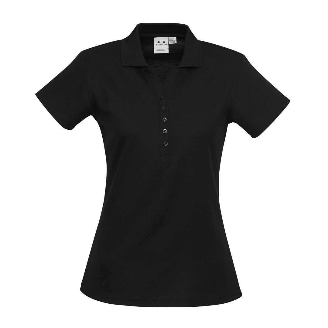 House of Uniforms The Crew Polo | Ladies Short Sleeve | Plus Biz Collection Black