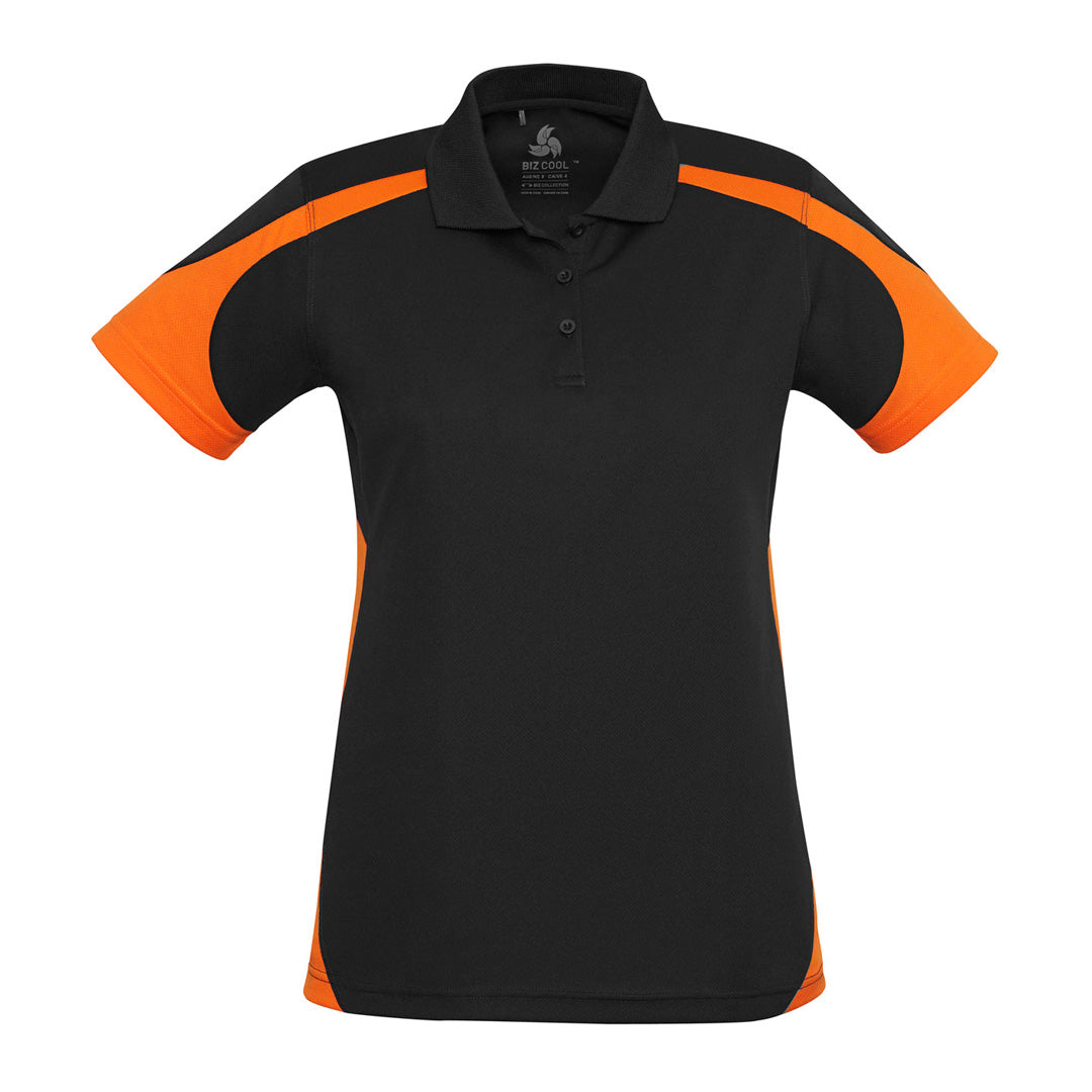 House of Uniforms The Talon Polo | Ladies | Short Sleeve Biz Collection Black/Orange