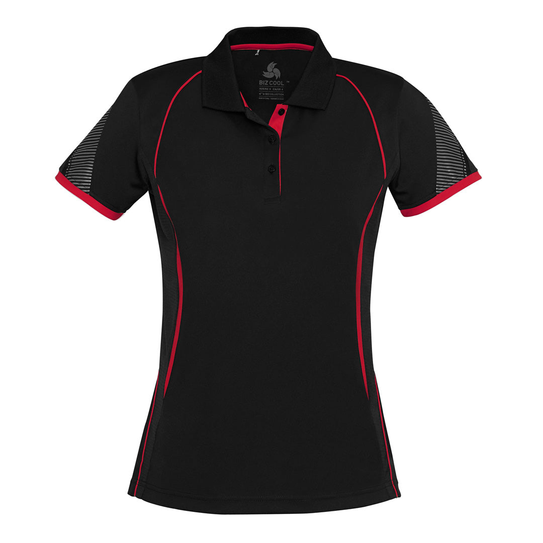 House of Uniforms The Razor Polo | Ladies | Short Sleeve | Plus Biz Collection Black/Red