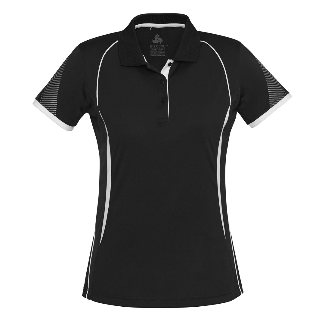 House of Uniforms The Razor Polo | Ladies | Short Sleeve | Plus Biz Collection Black/White