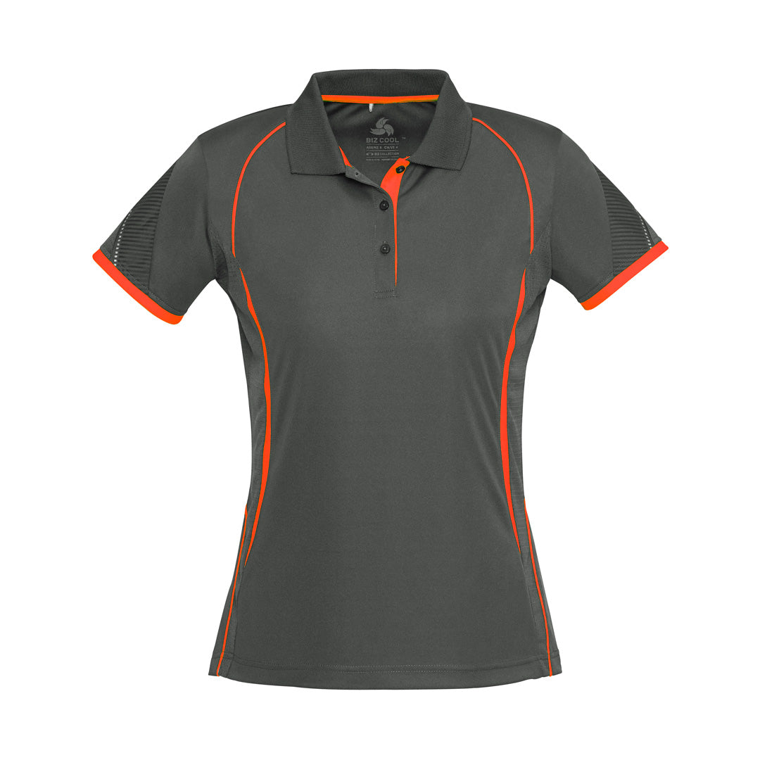 House of Uniforms The Razor Polo | Ladies | Short Sleeve Biz Collection Grey/Orange