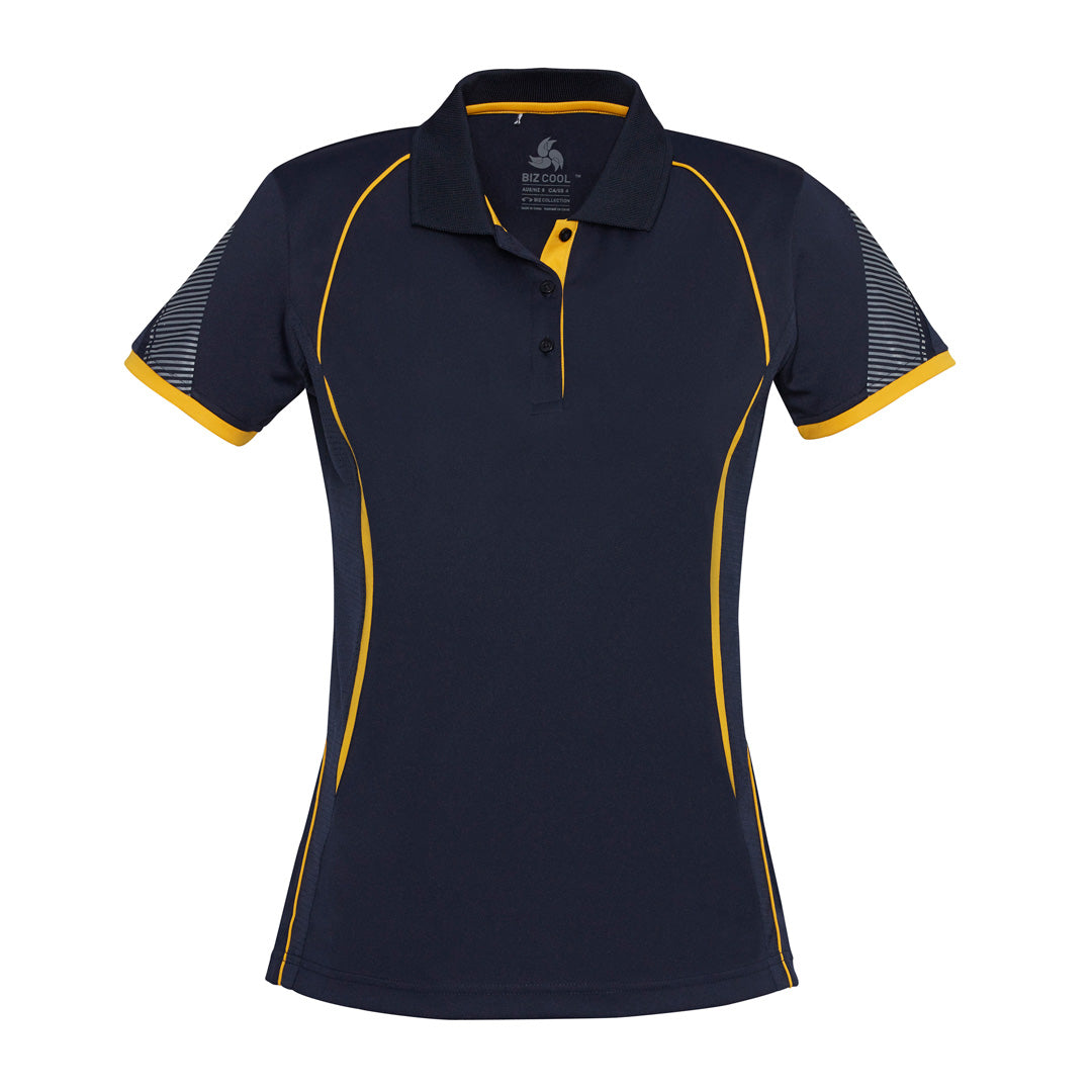 House of Uniforms The Razor Polo | Ladies | Short Sleeve | Plus Biz Collection Navy/Gold