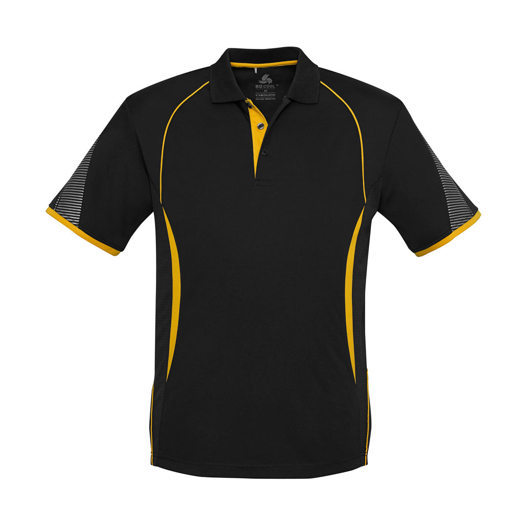 House of Uniforms The Razor Polo | Mens | Short Sleeve Biz Collection Black/Gold