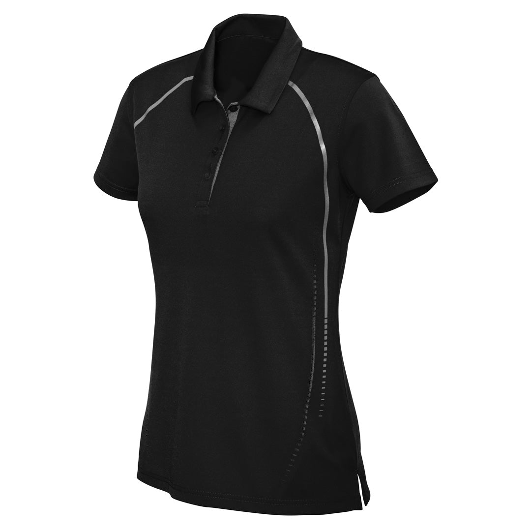 House of Uniforms The Cyber Polo | Ladies | Short Sleeve Biz Collection Black/Silver