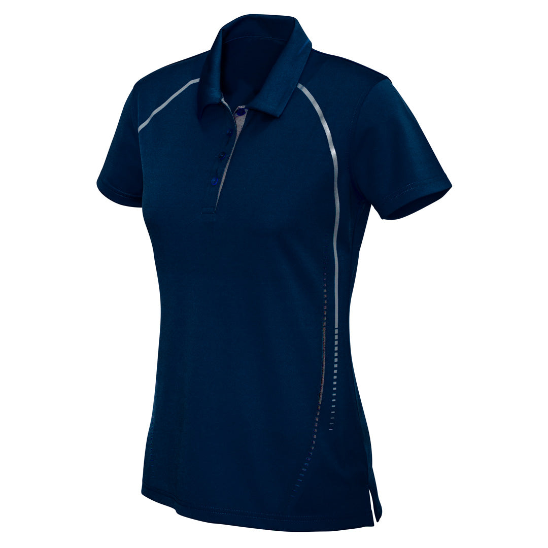 House of Uniforms The Cyber Polo | Ladies | Short Sleeve Biz Collection Navy/Silver