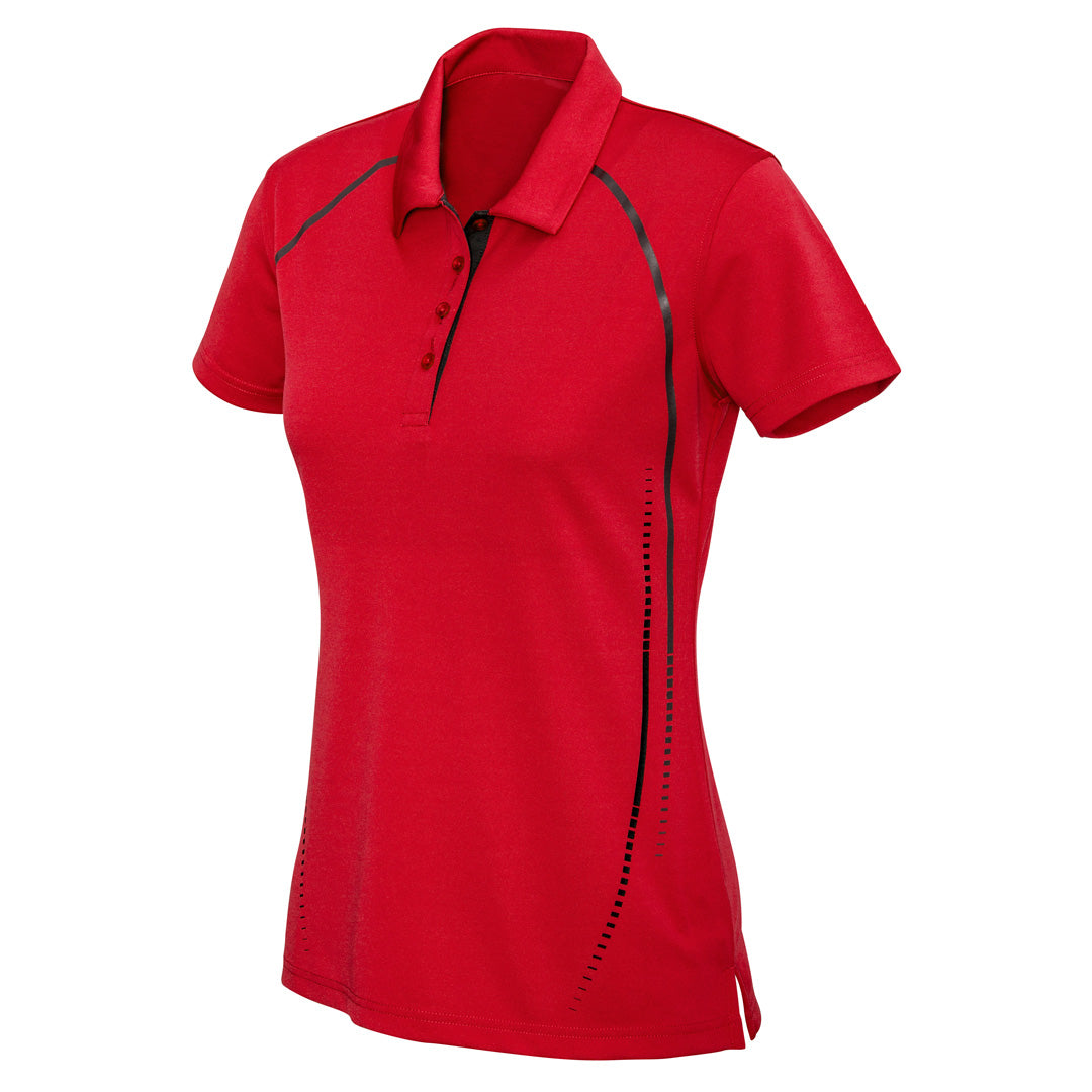 House of Uniforms The Cyber Polo | Ladies | Short Sleeve Biz Collection Red/Silver
