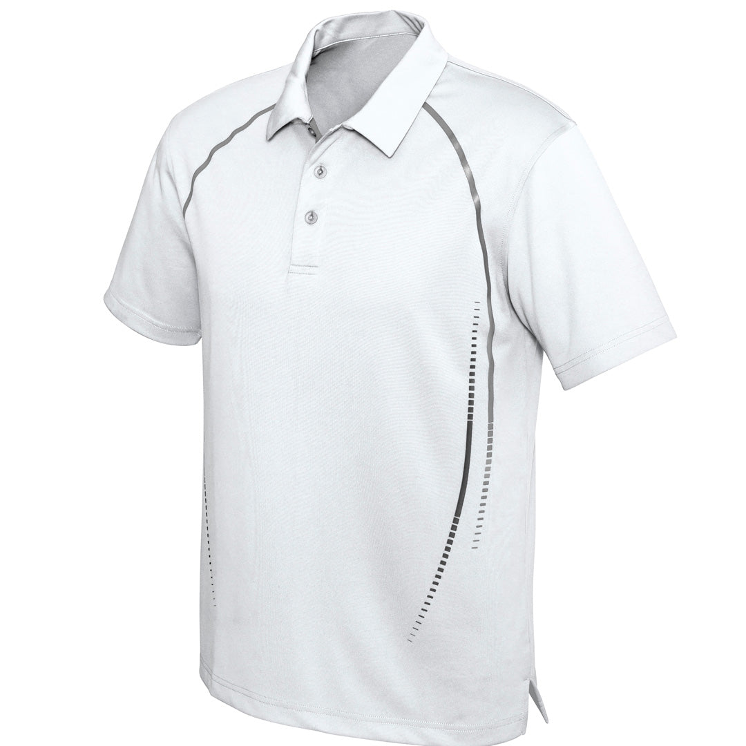 House of Uniforms The Cyber Polo | Mens | Short Sleeve Biz Collection White/Silver