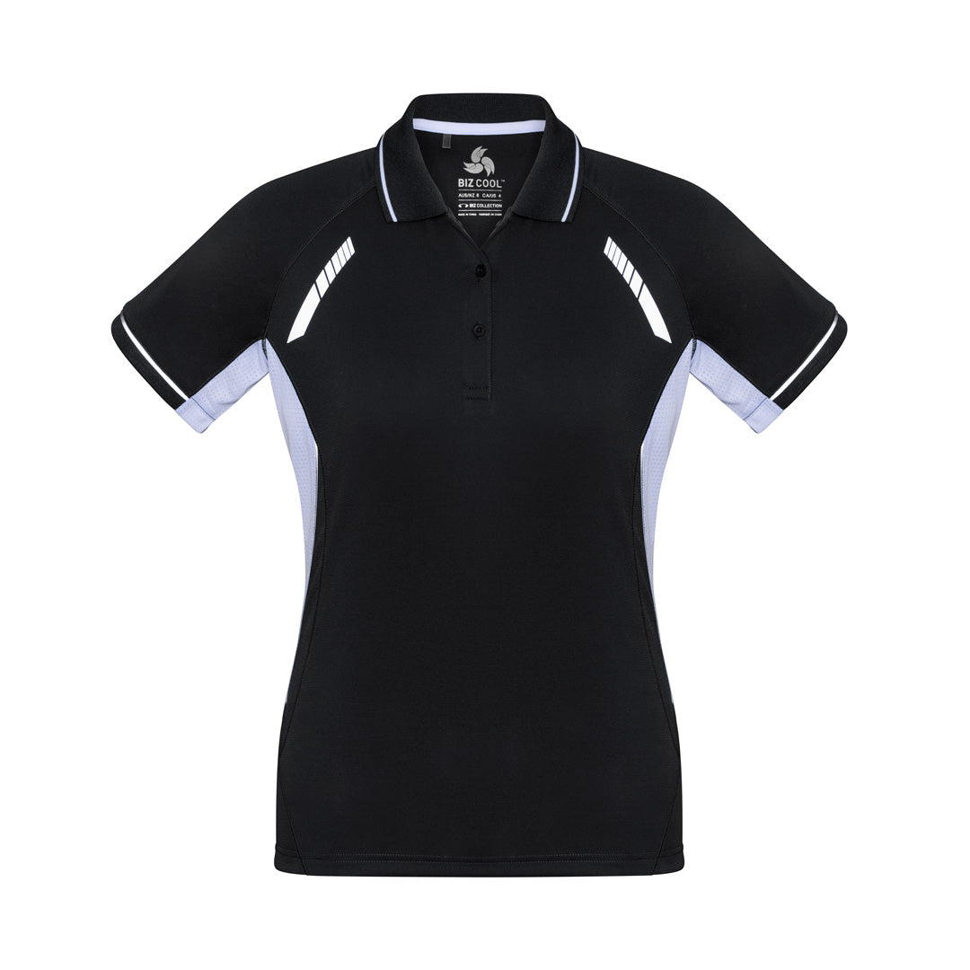 House of Uniforms The Renegade Polo | Ladies | Short Sleeve Biz Collection Black/White/Silver