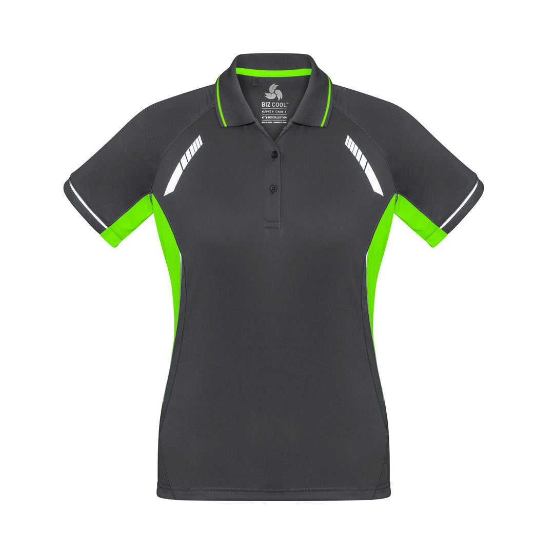 House of Uniforms The Renegade Polo | Ladies | Short Sleeve Biz Collection Grey/Lime/Silver
