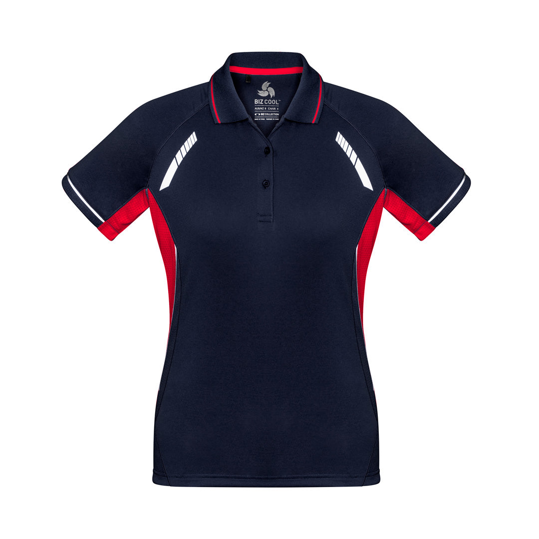 House of Uniforms The Renegade Polo | Ladies | Short Sleeve Biz Collection Navy/Red/Silver