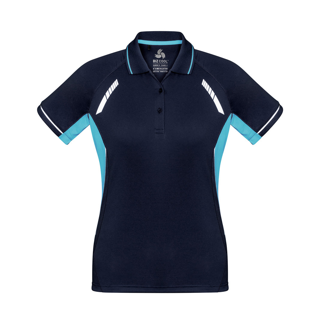 House of Uniforms The Renegade Polo | Ladies | Short Sleeve Biz Collection Navy/Sky/Silver