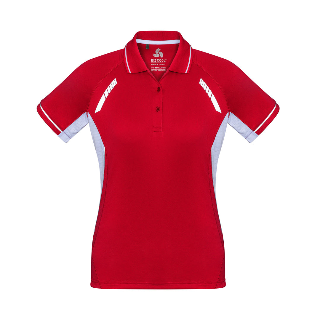 House of Uniforms The Renegade Polo | Ladies | Short Sleeve | Plus Biz Collection Red/White/Silver