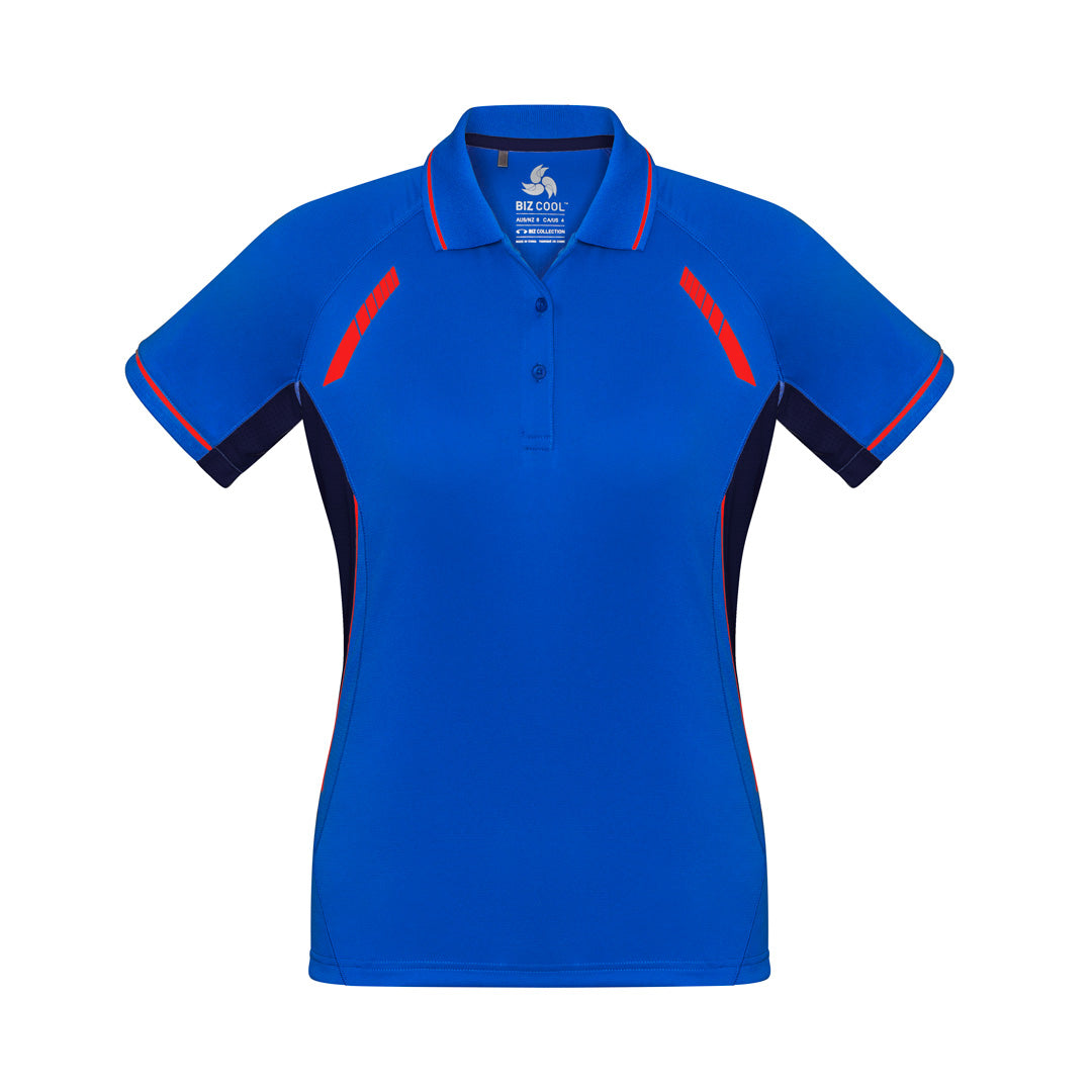 House of Uniforms The Renegade Polo | Ladies | Short Sleeve | Plus Biz Collection Royal/Navy/Orange