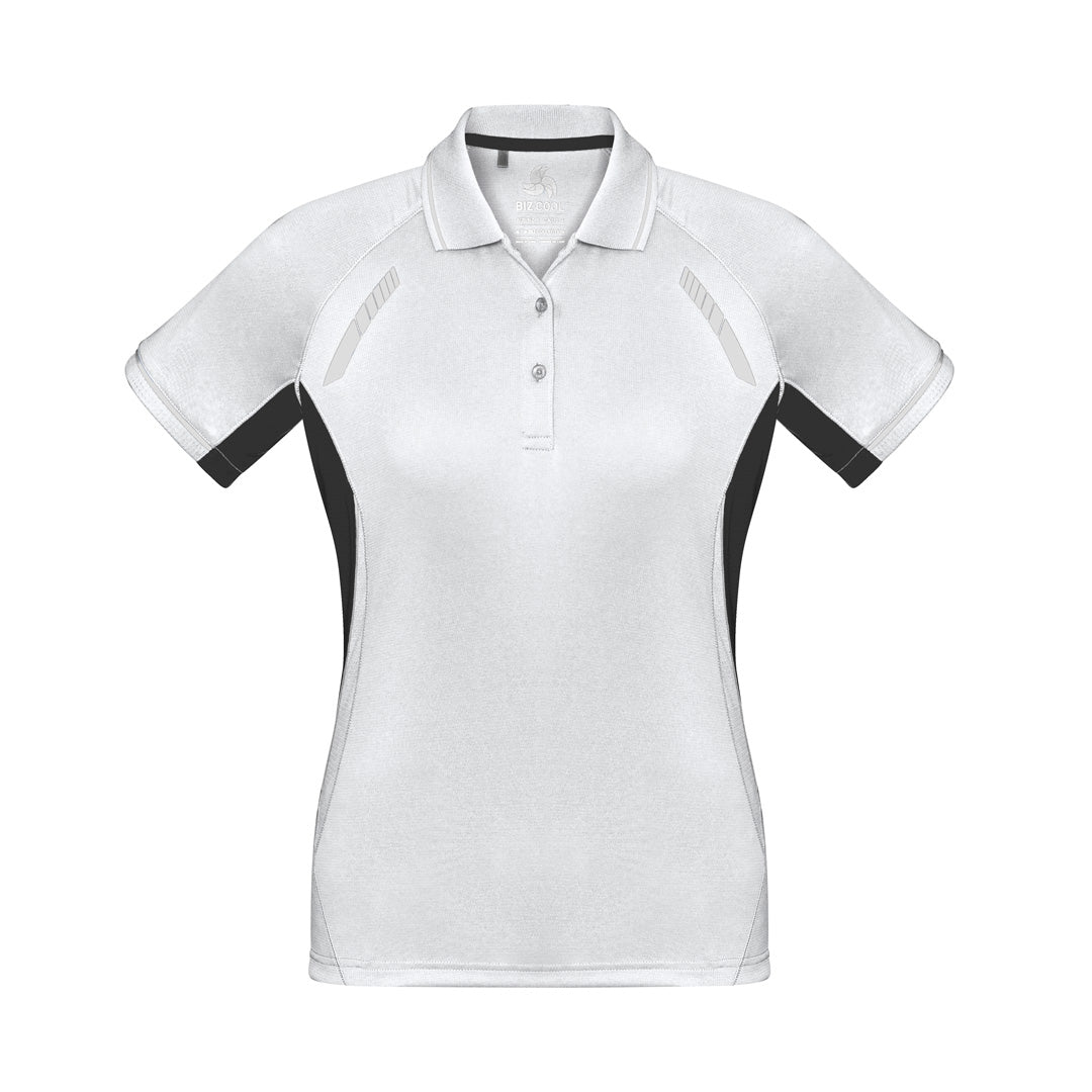 House of Uniforms The Renegade Polo | Ladies | Short Sleeve | Plus Biz Collection White/Black/Silver