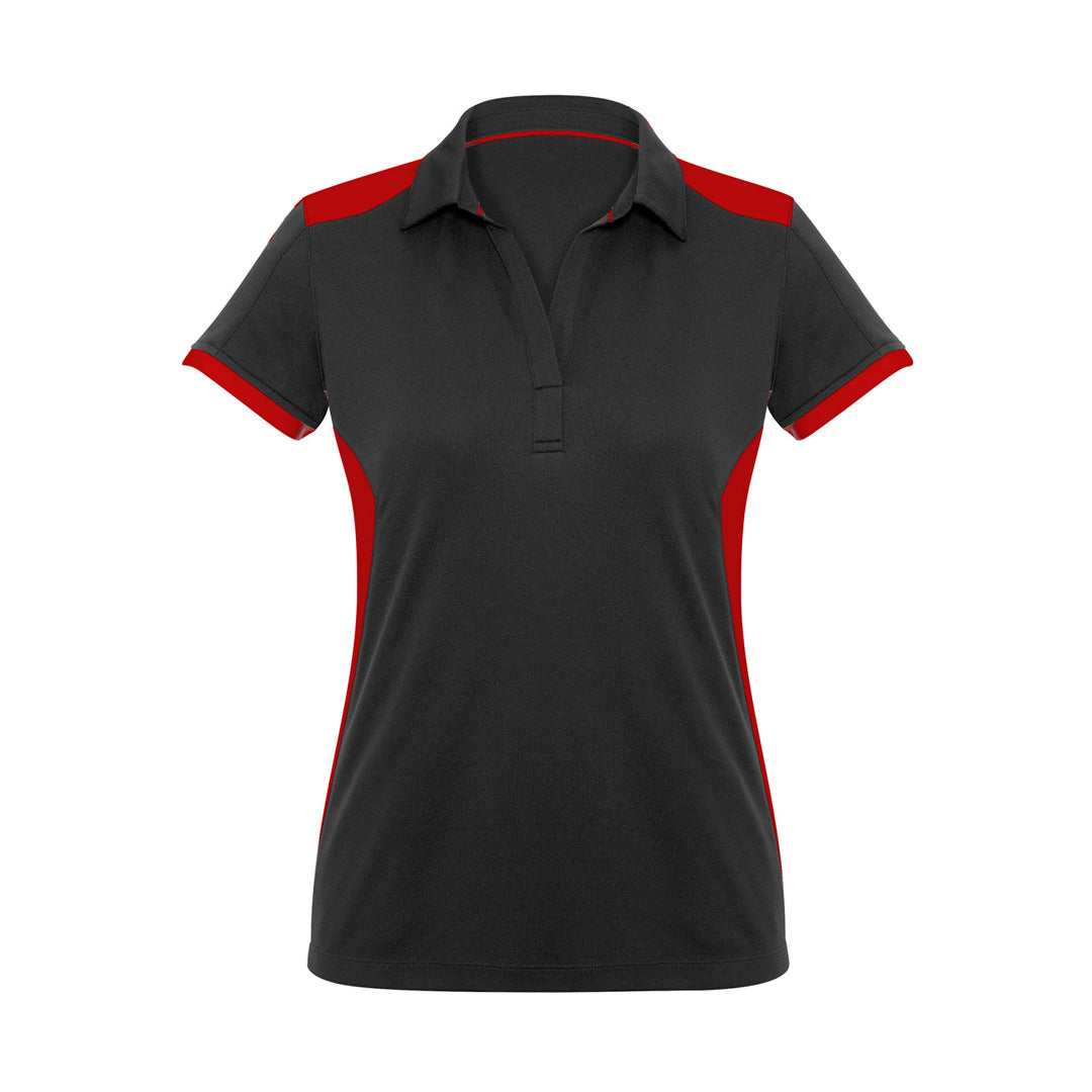 House of Uniforms The Rival Polo | Ladies | Short Sleeve Biz Collection Black/Red