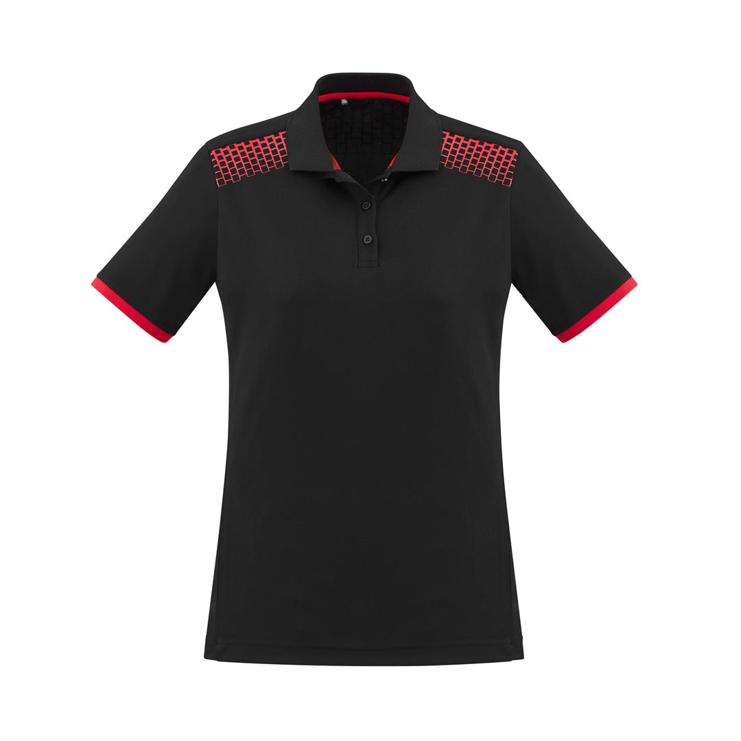 House of Uniforms The Galaxy Polo | Ladies | Short Sleeve Biz Collection Black/Red