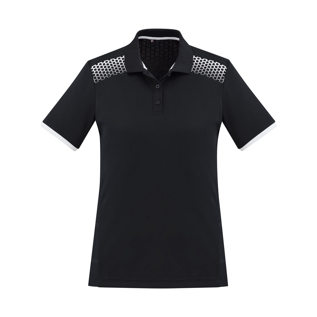 House of Uniforms The Galaxy Polo | Ladies | Short Sleeve Biz Collection Black/White