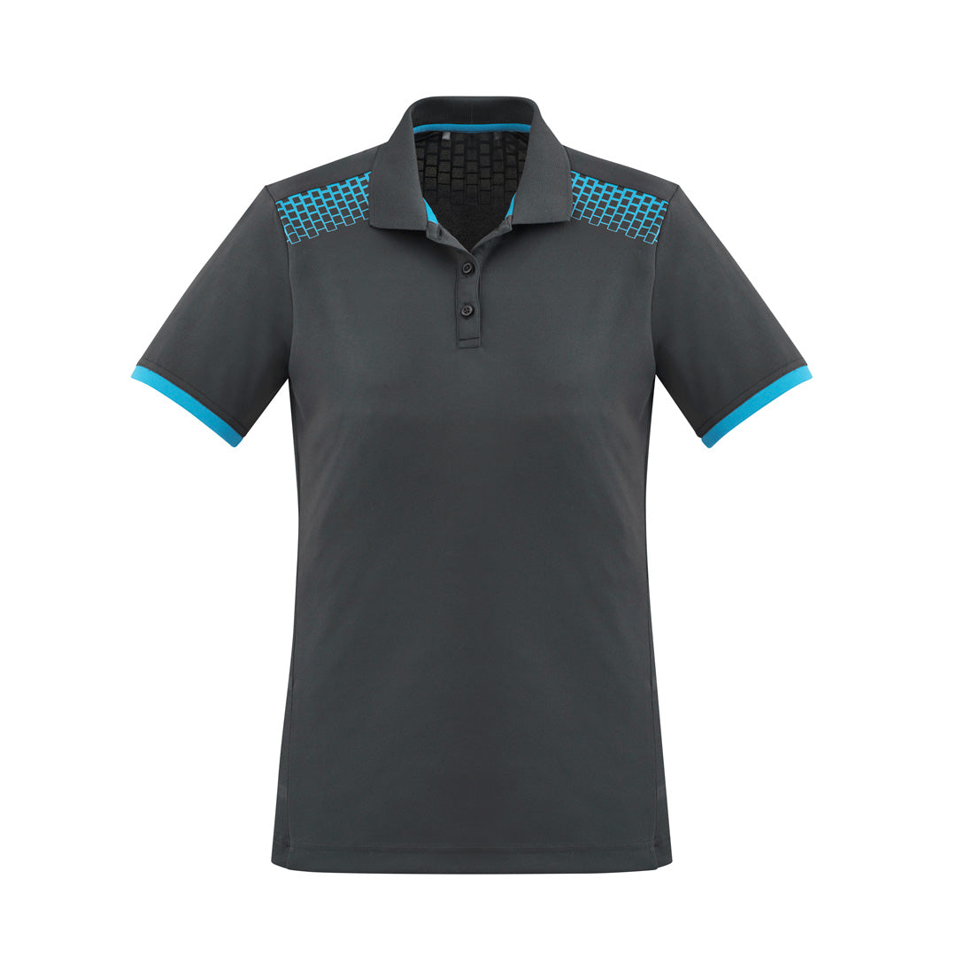 House of Uniforms The Galaxy Polo | Ladies | Short Sleeve Biz Collection Grey/Cyan