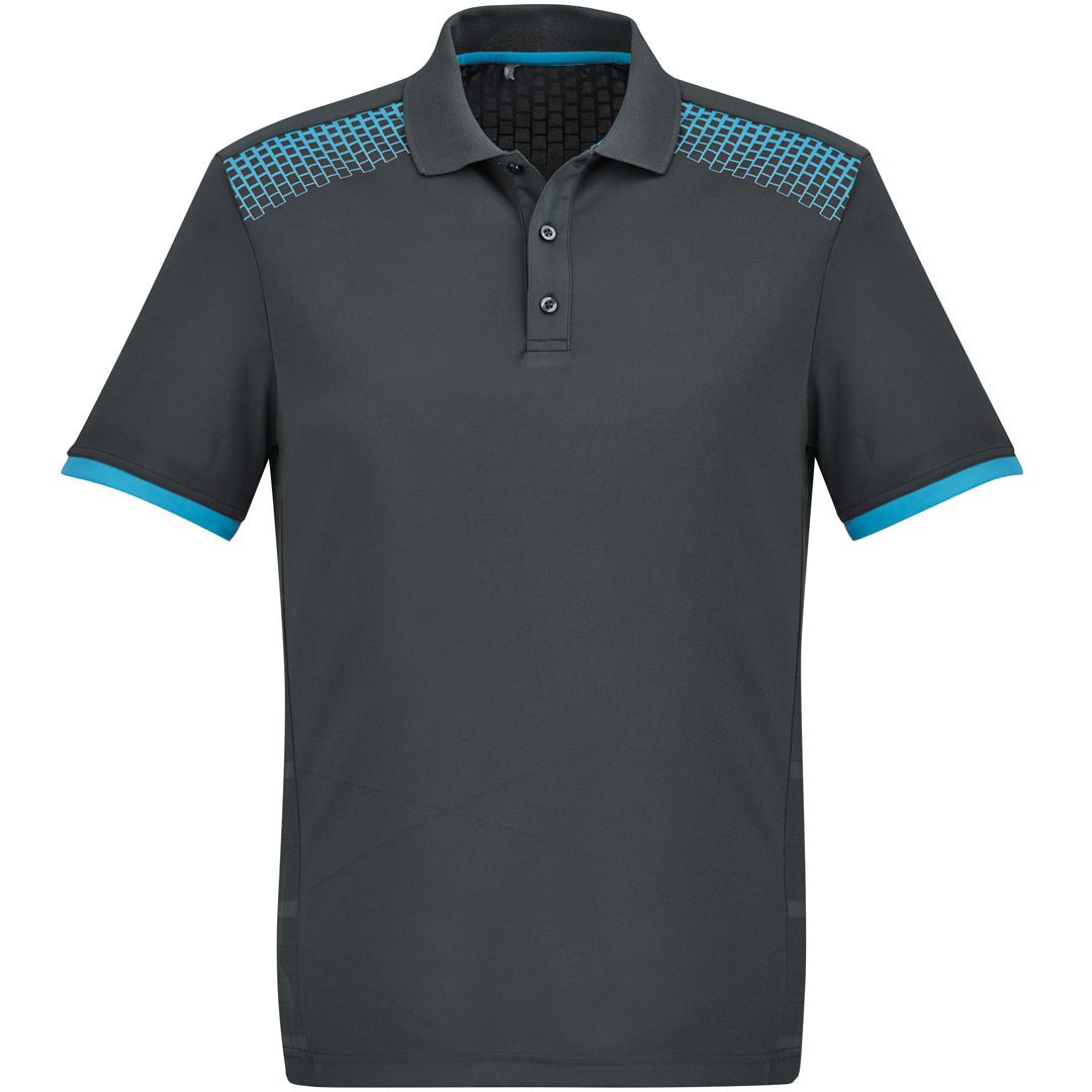 House of Uniforms The Galaxy Polo | Mens | Short Sleeve Biz Collection Grey/Cyan