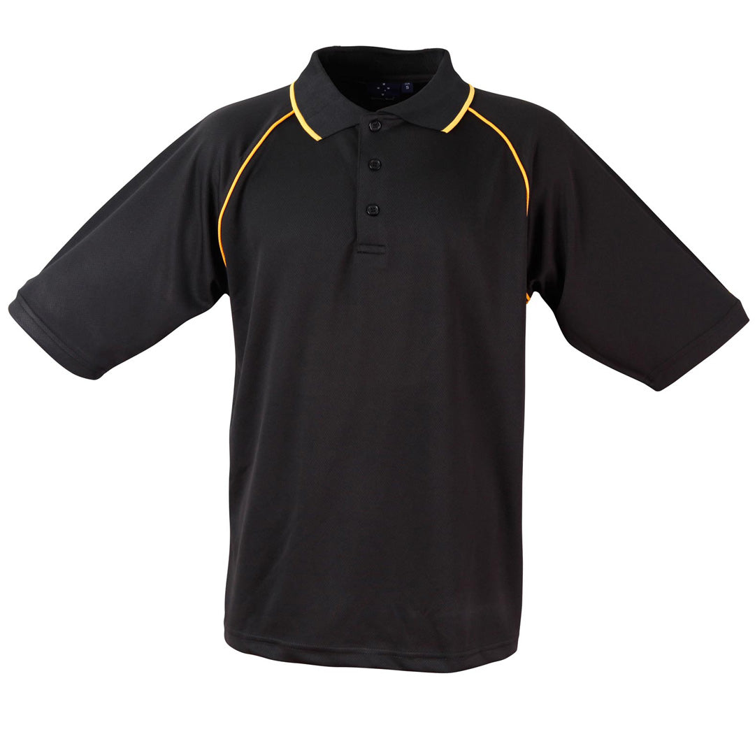 House of Uniforms The Champion Polo | Mens | Short Sleeve | Plus Winning Spirit Black/Gold