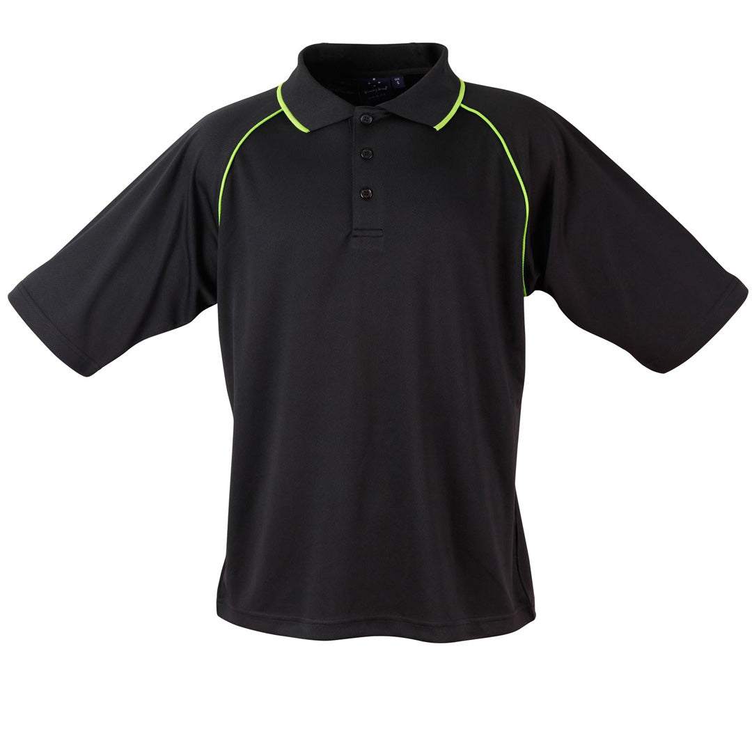 House of Uniforms The Champion Polo | Mens | Short Sleeve Winning Spirit Black/Lime