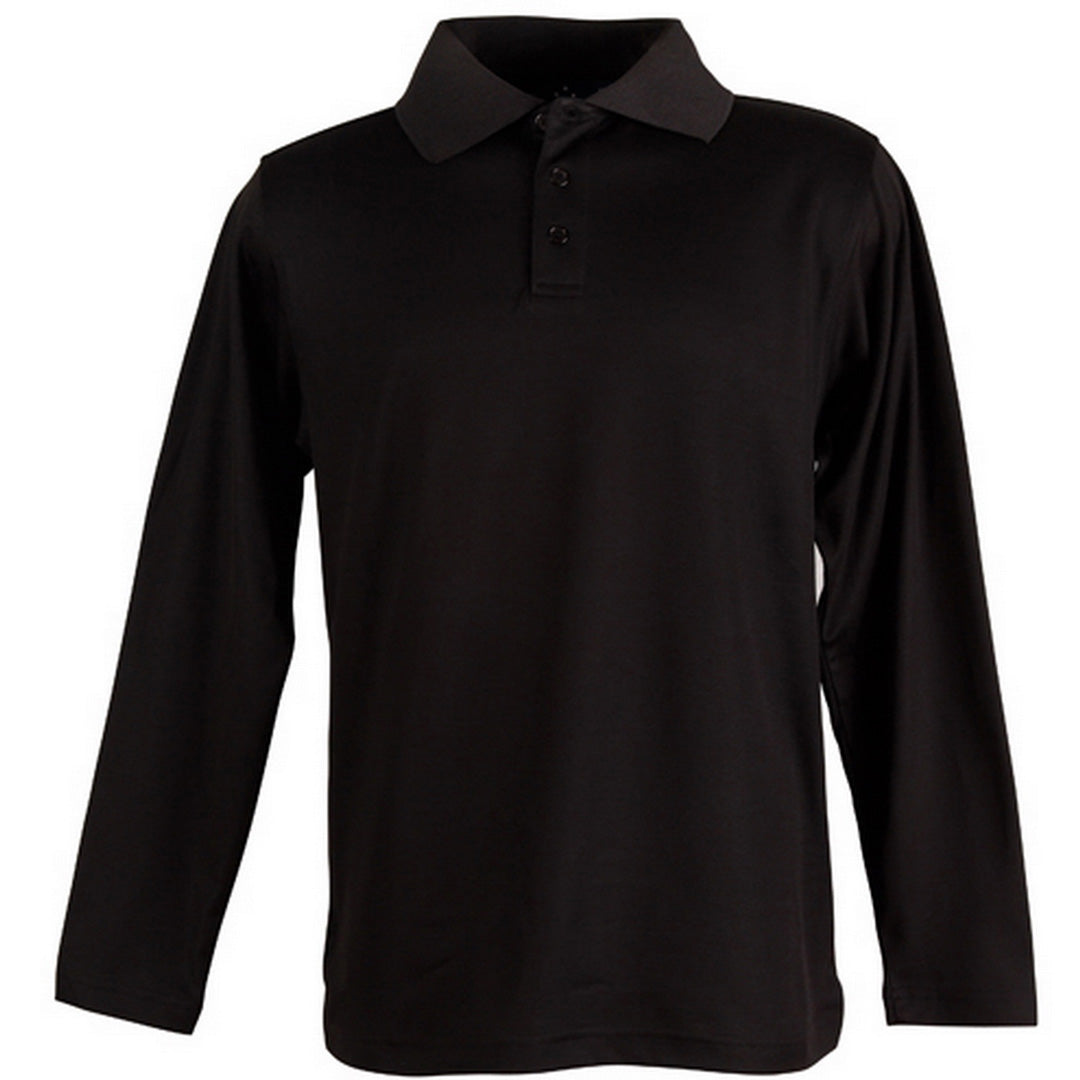 House of Uniforms The Victory Polo | Mens | Long Sleeve Winning Spirit Black