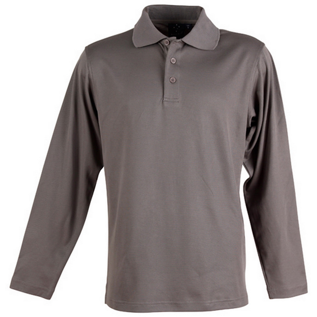 House of Uniforms The Victory Polo | Mens | Long Sleeve Winning Spirit Steel Grey