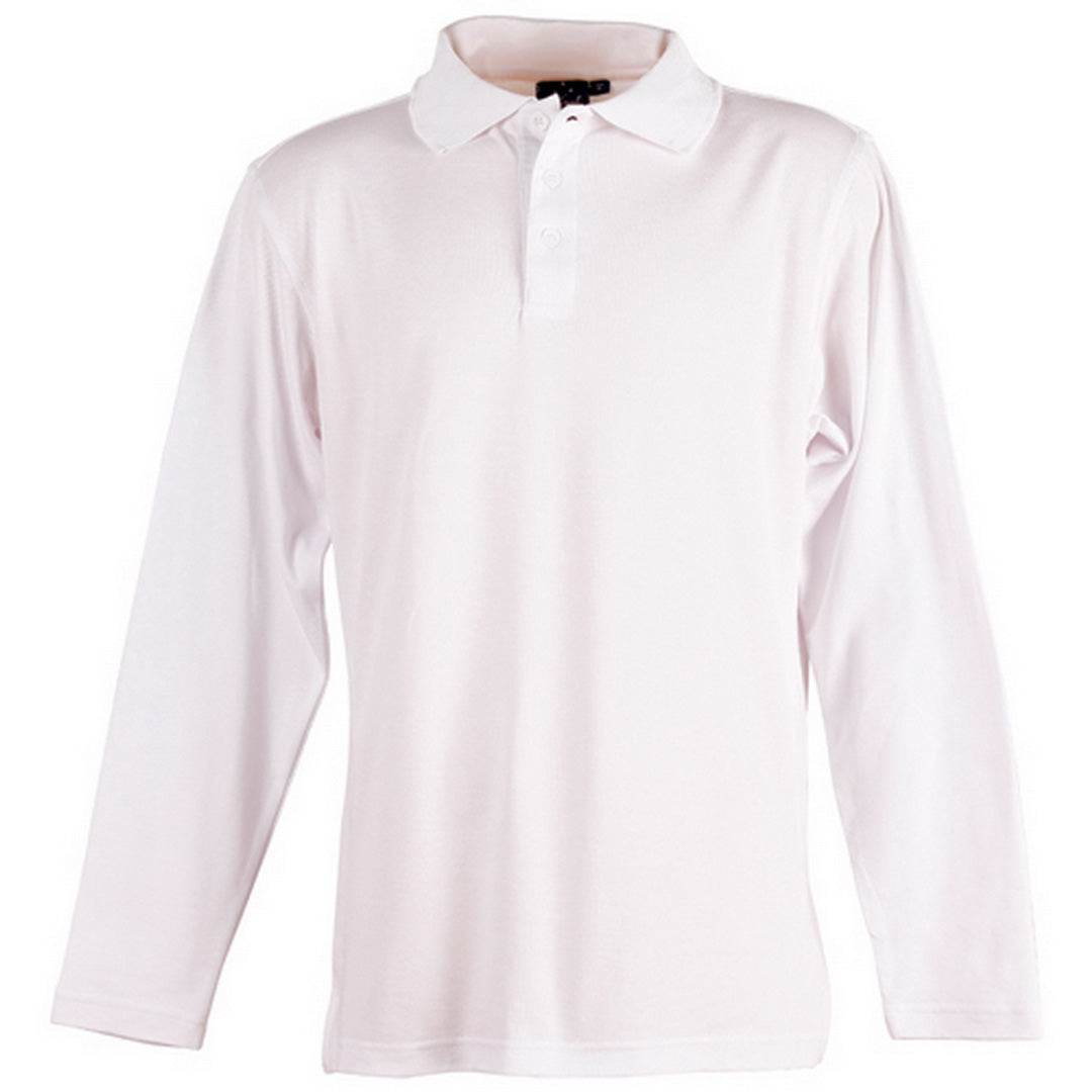 House of Uniforms The Victory Polo | Mens | Long Sleeve Winning Spirit White