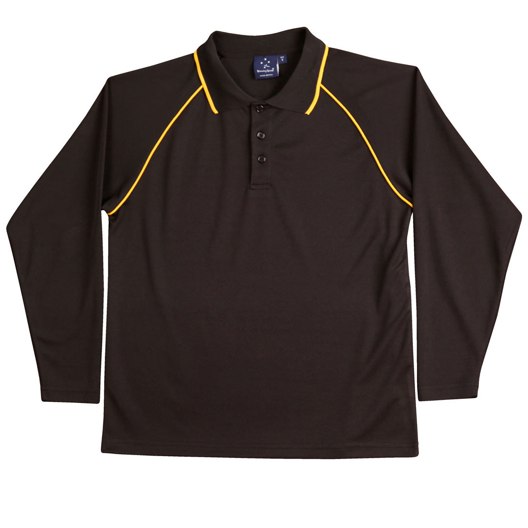 House of Uniforms The Champion Polo | Mens | Long Sleeve Winning Spirit Black/Gold