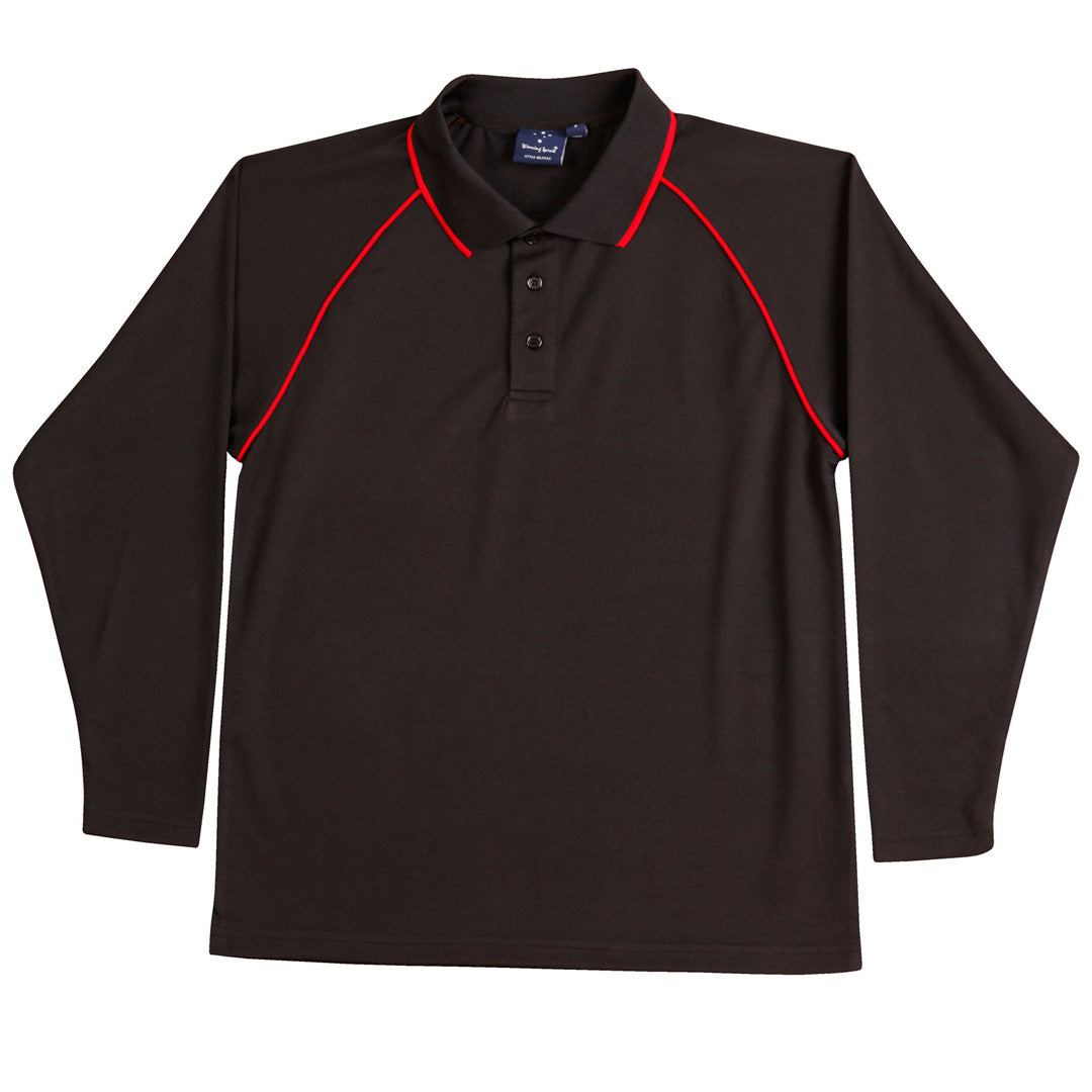 House of Uniforms The Champion Polo | Mens | Long Sleeve Winning Spirit Black/Red