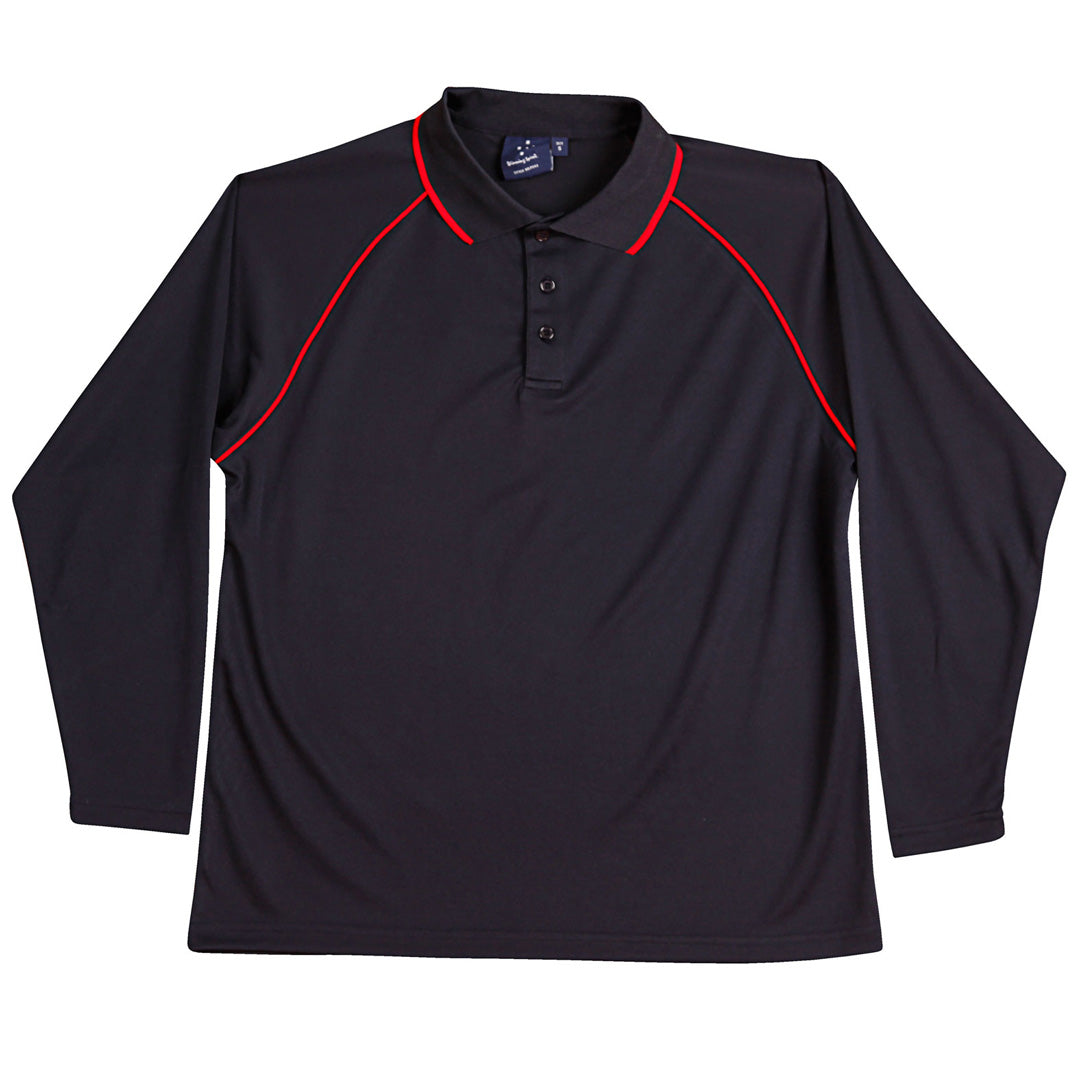 House of Uniforms The Champion Polo | Mens | Long Sleeve Winning Spirit Navy/Red