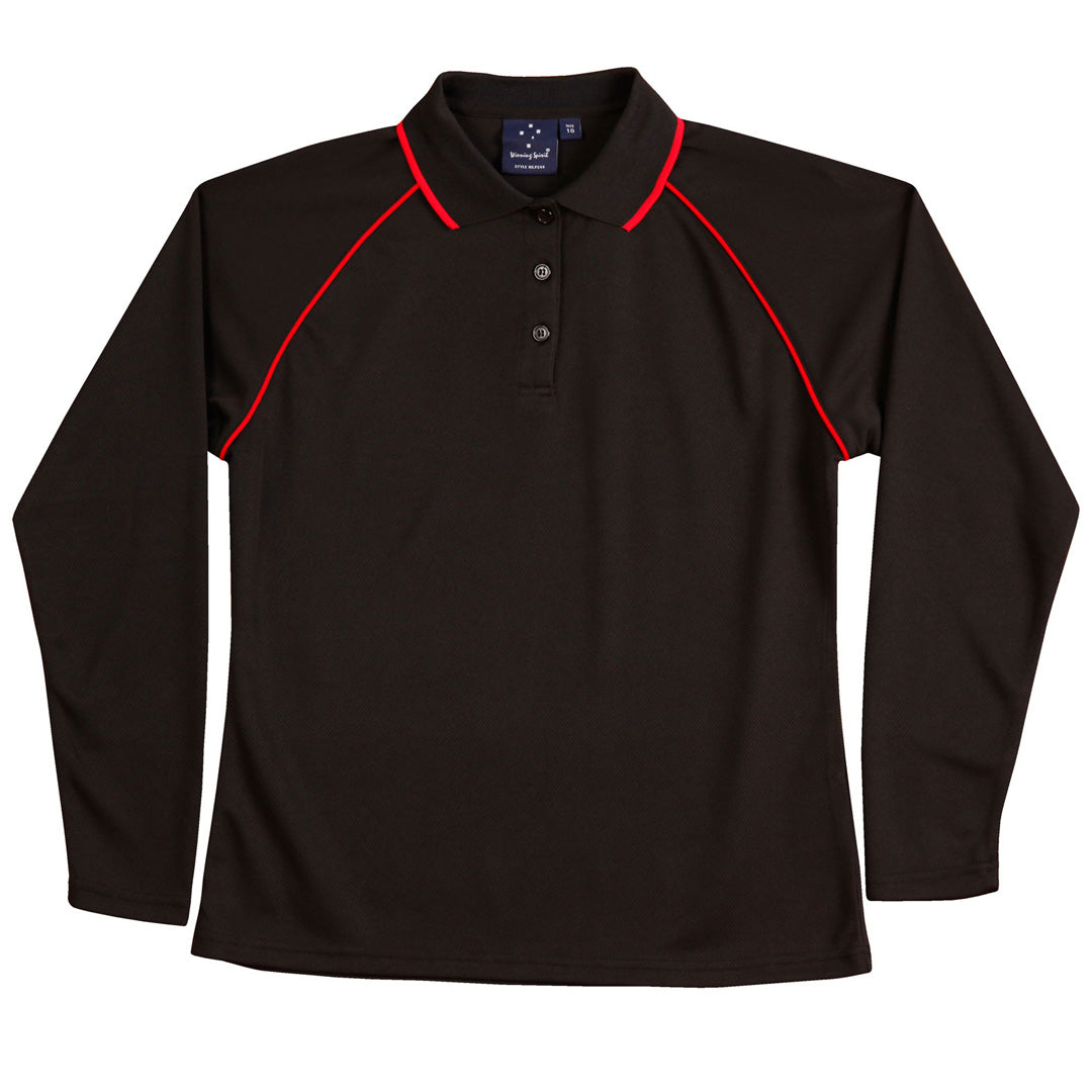 House of Uniforms The Champion Polo | Ladies | Long Sleeve Winning Spirit Black/Red