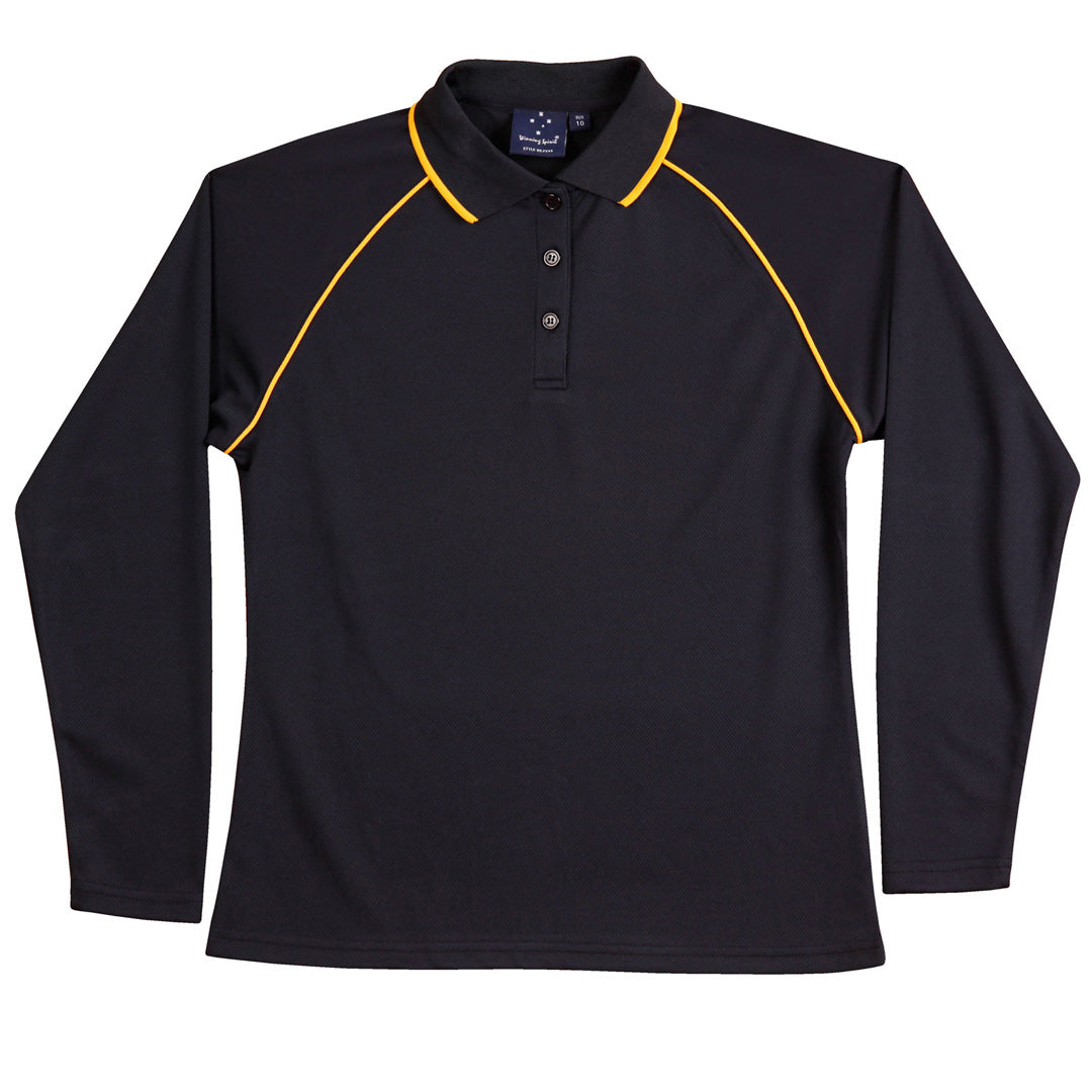 House of Uniforms The Champion Polo | Ladies | Long Sleeve Winning Spirit Navy/Gold