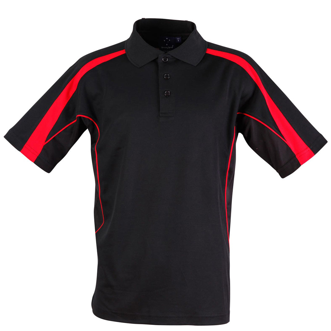 House of Uniforms The Legend Polo | Mens | Short Sleeve Winning Spirit Black/Red