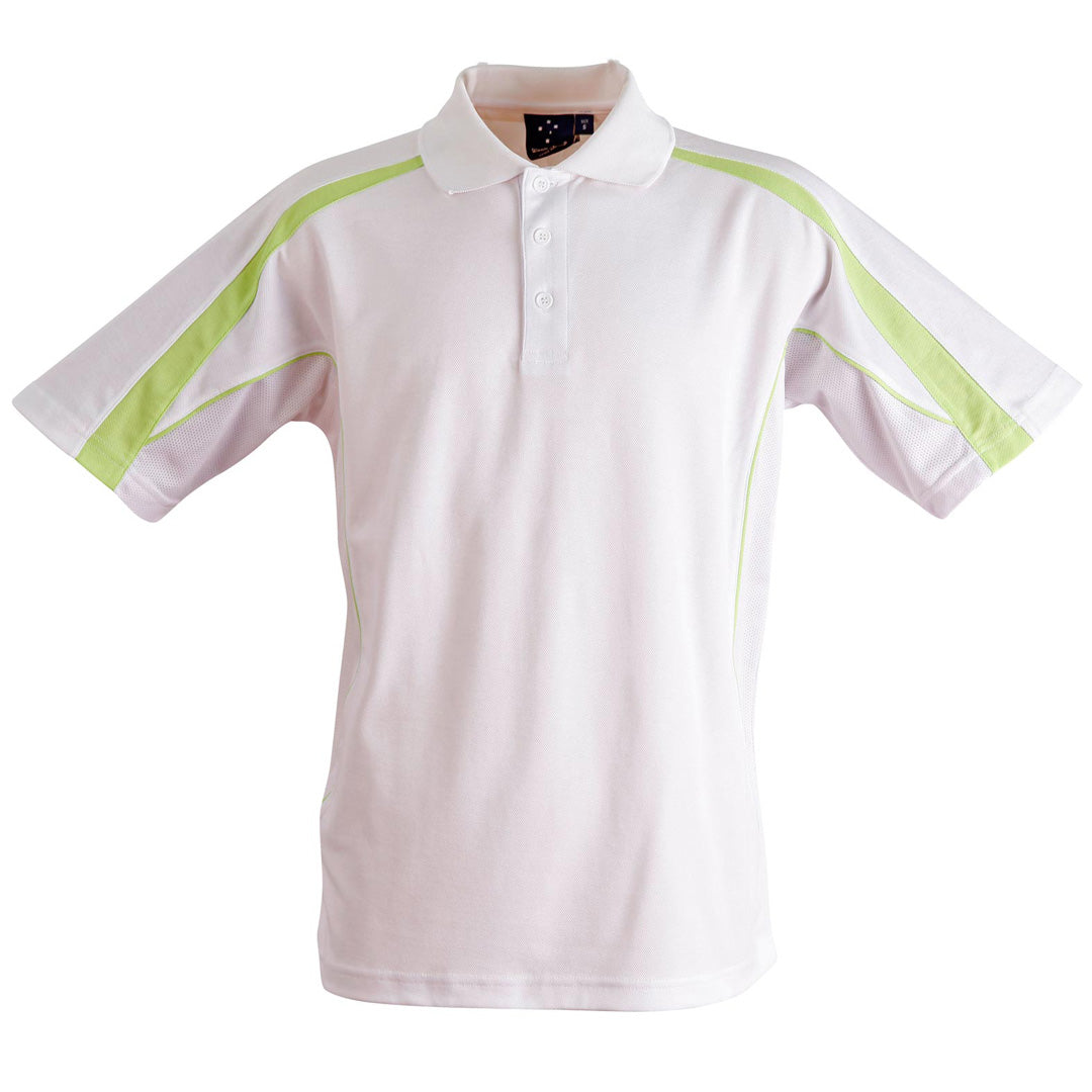 House of Uniforms The Legend Polo | Mens | Short Sleeve Winning Spirit White/Light Green