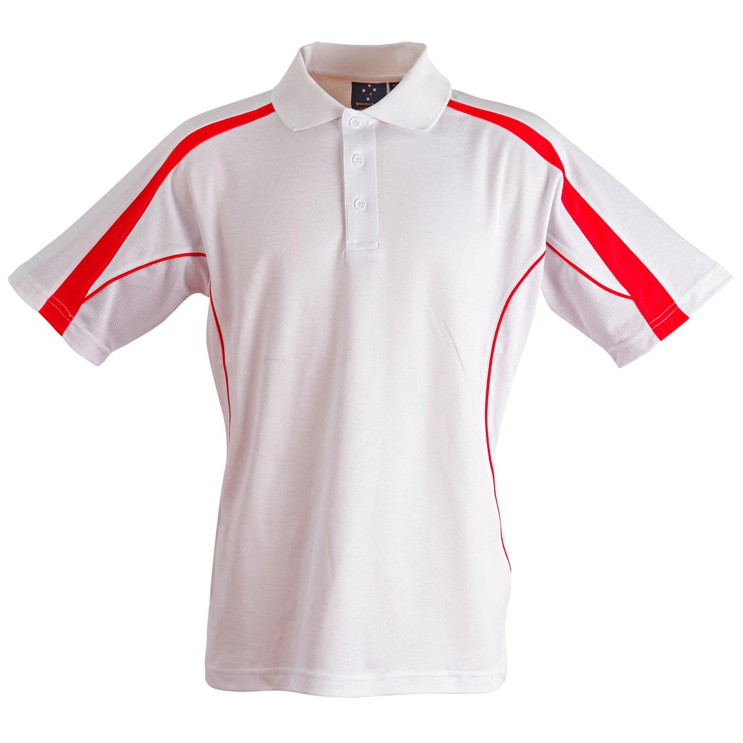 House of Uniforms The Legend Polo | Mens | Short Sleeve | Plus Winning Spirit White/Red