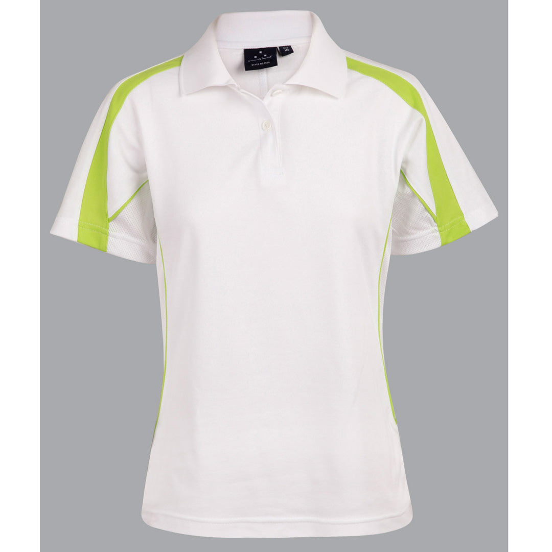House of Uniforms The Legend Polo | Ladies | Short Sleeve | Plus Winning Spirit White/Light Green