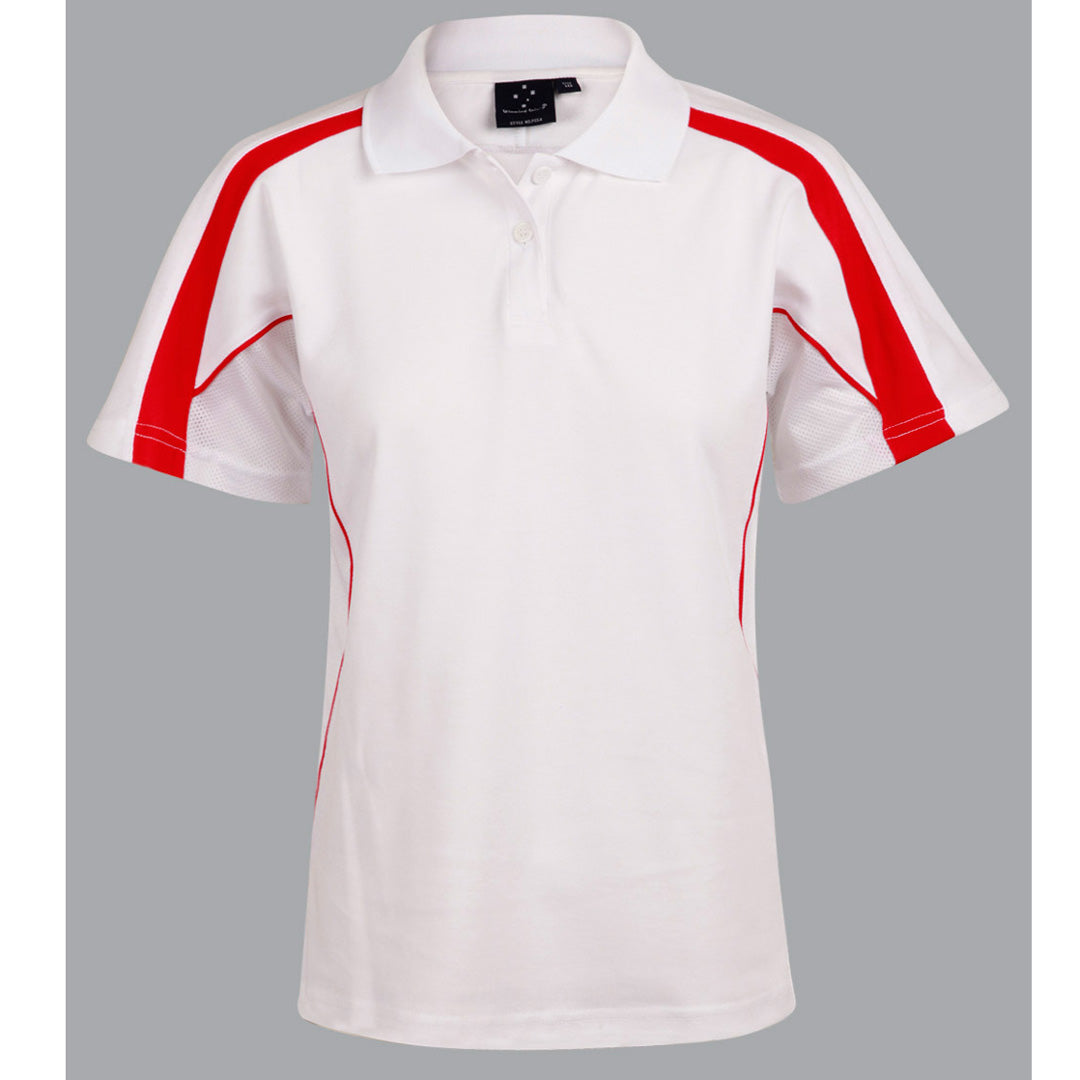 House of Uniforms The Legend Polo | Ladies | Short Sleeve Winning Spirit White/Red