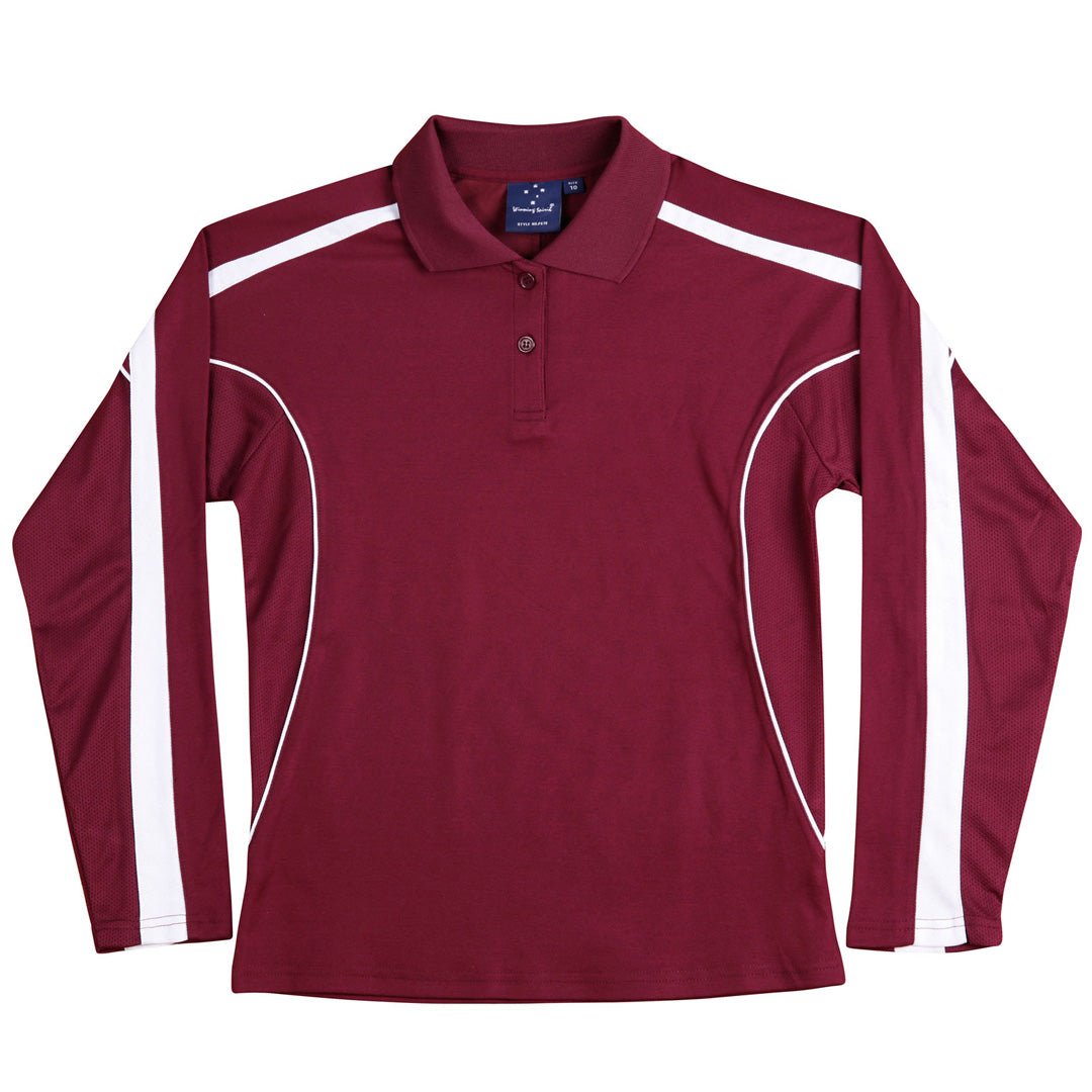The Legend Polo | Ladies | Long Sleeve | Maroon/White