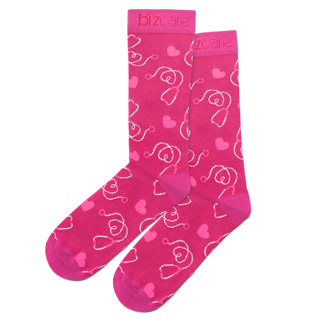 House of Uniforms The Pink Printed Socks | Unisex Biz Care Hot Pink