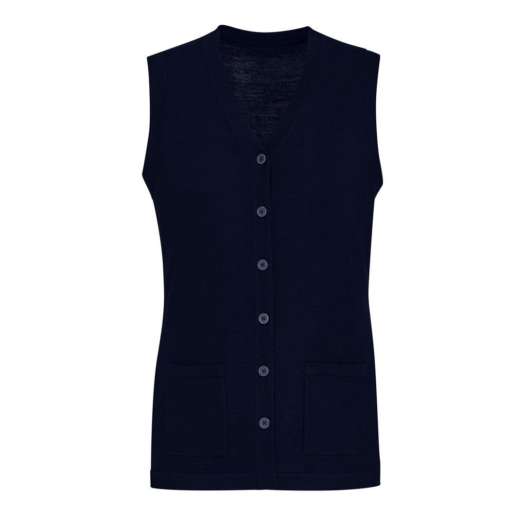 House of Uniforms The Button Front Vest | Ladies Biz Care Navy