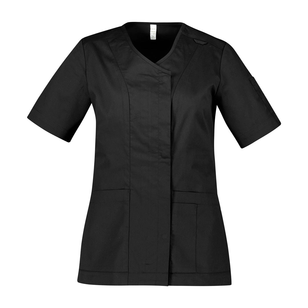 House of Uniforms The Parks Zip Front Scrub Top | Ladies Biz Care Black
