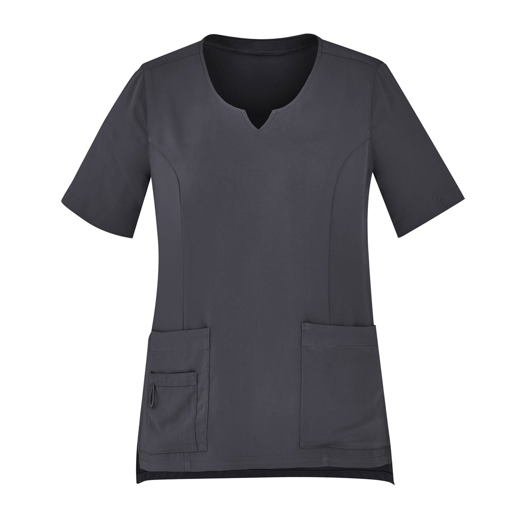 House of Uniforms The Avery Round Neck Scrub Top | Ladies Biz Care Charcoal