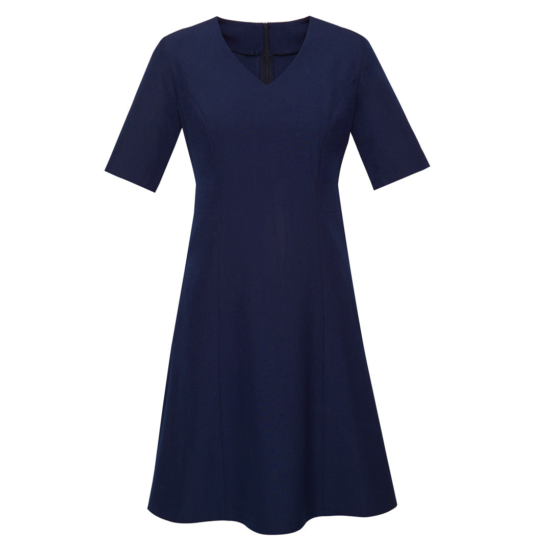 House of Uniforms The Siena Midi Dress | Short Sleeve Biz Corporates Marine Blue
